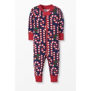 Hanna Anderson Candy Cane Zip Sleeper Pajama Set Toddler Kids Sz 2T / 85 NEW